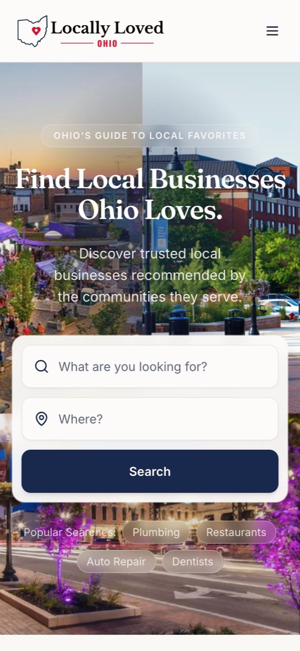 Locally Loved Ohio on a phone: find local businesses Ohio loves